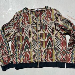 Women's Paramita Jacket Multicolor Aztec L Full Zip BOHO Far East Hippie Fairy